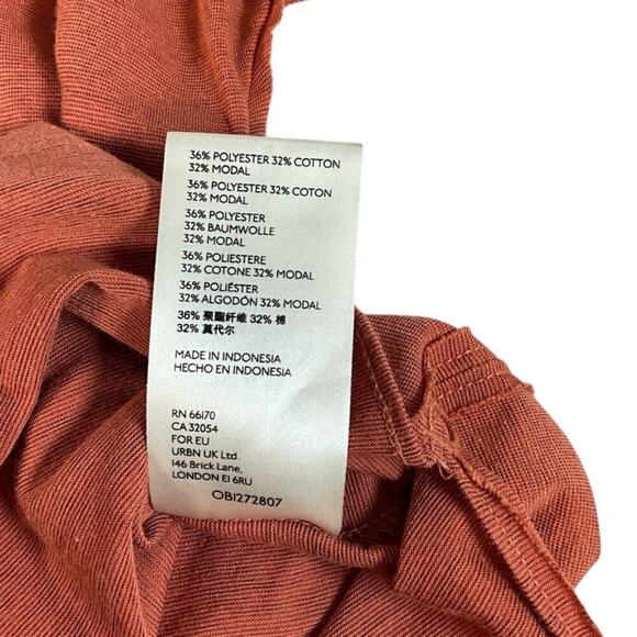 We The Free Burnt Orange Over Sized T-Shirt Size X-Small V-Neck Rolled Sleeve - Picture 6 of 10